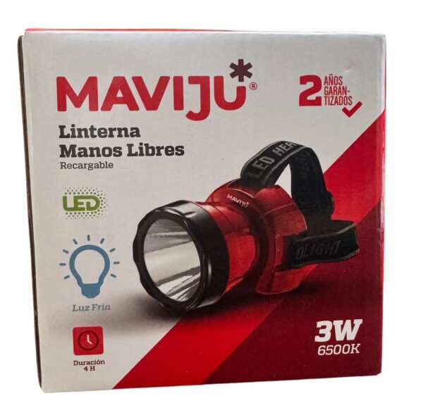 LINTERNA LED RECARGABLE MANOS LIBRES 3W 6500K - Imagen 2
